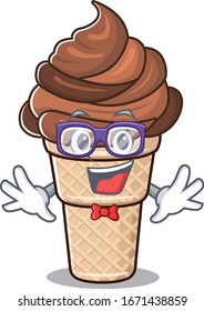 Super Funny Geek chocolate ice cream cartoon character design