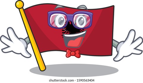 Super Funny Geek flag albania Scroll cartoon character design