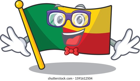 Super Funny Geek flag benin Scroll cartoon character design