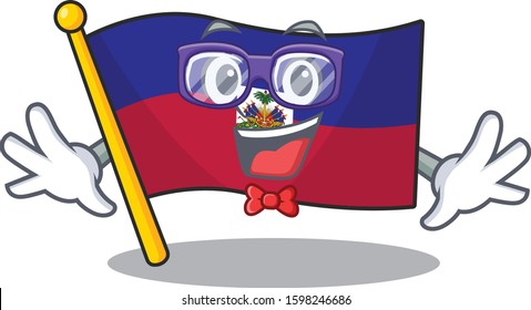 Super Funny Geek flag haiti Scroll cartoon character design
