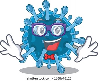 Super Funny Geek microscopic corona virus cartoon character design