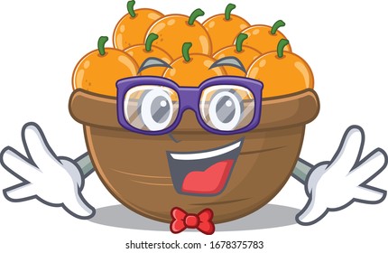Super Funny Geek orange fruit basket cartoon character design
