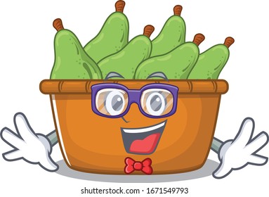 Super Funny Geek pear fruit box cartoon character design