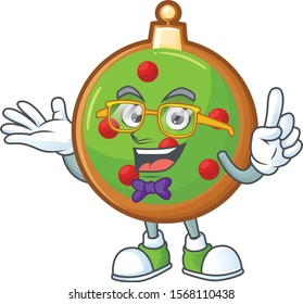 Super funny geek smart christmas ball mascot cartoon style.