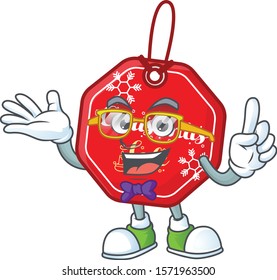 Super Funny Geek smart christmas sale tag mascot cartoon style