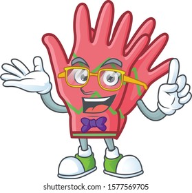 Super Funny Geek smart christmas gloves mascot cartoon style
