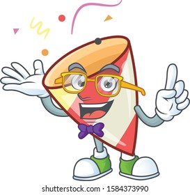 Super Funny Geek smart exploding confetti mascot cartoon style