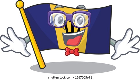 Super Funny Geek smart flag barbados mascot cartoon style