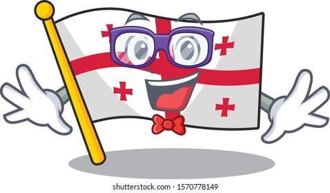 Super Funny Geek smart flag georgia mascot cartoon style