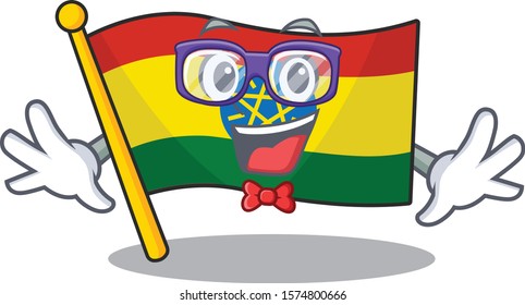 Super Funny Geek smart flag ethiopia mascot cartoon style