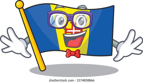 Super Funny Geek smart flag madeira mascot cartoon style