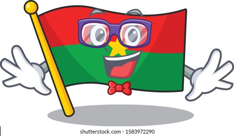 Super Funny Geek smart flag burkina faso mascot cartoon style