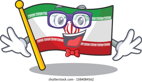 Super Funny Geek smart flag iran mascot cartoon style