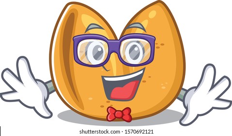 Super Funny Geek smart fortune cookie mascot cartoon style