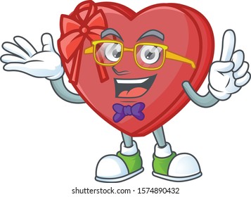 Super Funny Geek smart love gift box mascot cartoon style