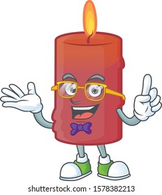 Super Funny Geek smart red candle mascot cartoon style