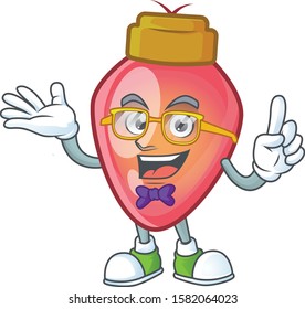 Super Funny Geek smart red christmas bulb mascot cartoon style