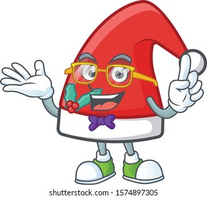 Super Funny Geek smart santa claus hat mascot cartoon style