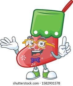 Super Funny Geek smart santa socks mascot cartoon style