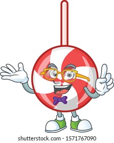Super Funny Geek smart striped peppermint candy mascot cartoon style