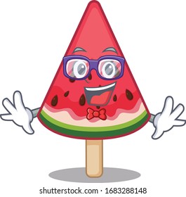 Super Funny Geek watermelon ice cream cartoon character design
