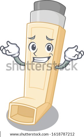 Super Funny Grinning asthma inhaler mascot cartoon style
