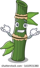 Super Funny Grinning bamboo mascot cartoon style