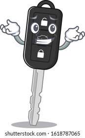 Super Funny Grinning car key mascot cartoon style