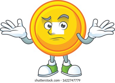 Super Funny Grinning chinese gold coin mascot cartoon style