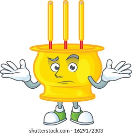 Super Funny Grinning chinese gold incense mascot cartoon style