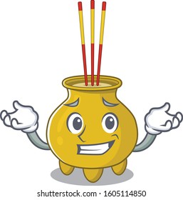 Super Funny Grinning chinese incense mascot cartoon style