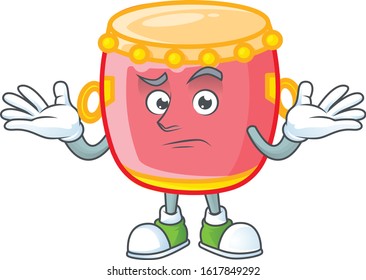 Super Funny Grinning chinese red drum mascot cartoon style