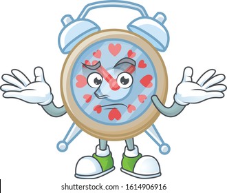 Super Funny Grinning clock love mascot cartoon style