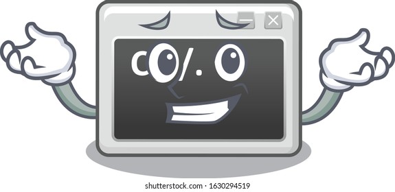 Super Funny Grinning command window mascot cartoon style
