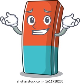 Super Funny Grinning eraser mascot cartoon style