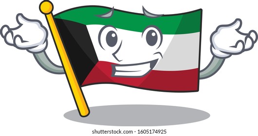 Super Funny Grinning flag kuwait mascot cartoon style