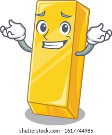 Super Funny Grinning gold bar mascot cartoon style