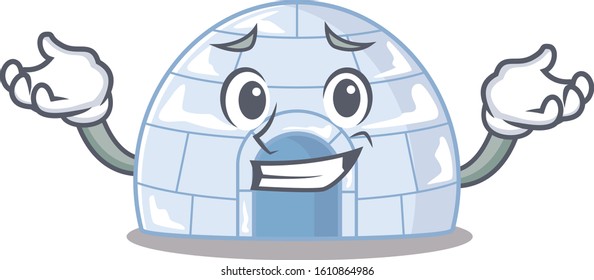 Super Funny Grinning igloo mascot cartoon style