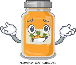 Super Funny Grinning pineapple jam mascot cartoon style