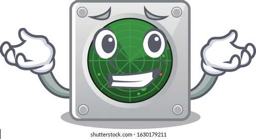 Super Funny Grinning radar mascot cartoon style