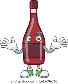 Super Funny Grinning red bottle wine mascot cartoon style