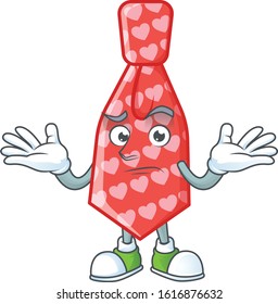 Super Funny Grinning red love tie mascot cartoon style
