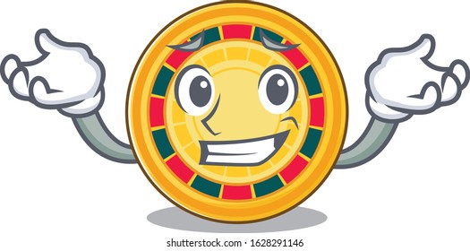 Super Funny Grinning roulette mascot cartoon style