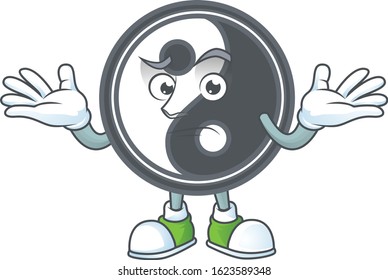 Super Funny Grinning yin yang mascot cartoon style