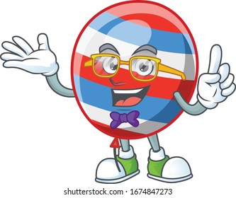 Super Funny independence day balloon in nerd mascot design style