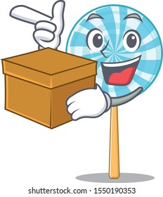Super funny lollipop cartoon character style with box