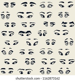 Super funny pattern with cartoon eyes. Vector illustration