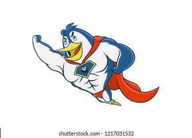 Super Funny Penguin Flying Cartoon Character Design