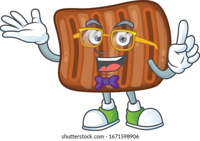 Super Funny roasted beef in nerd mascot design style