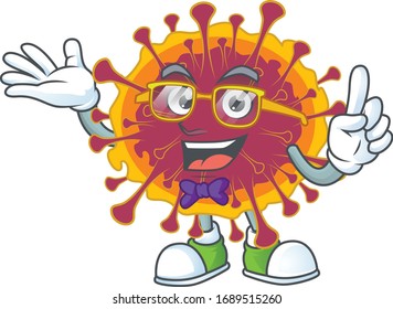 Super Funny spreading coronavirus in nerd mascot design style